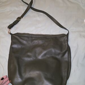 Olive Green Leather Shoulder Bag